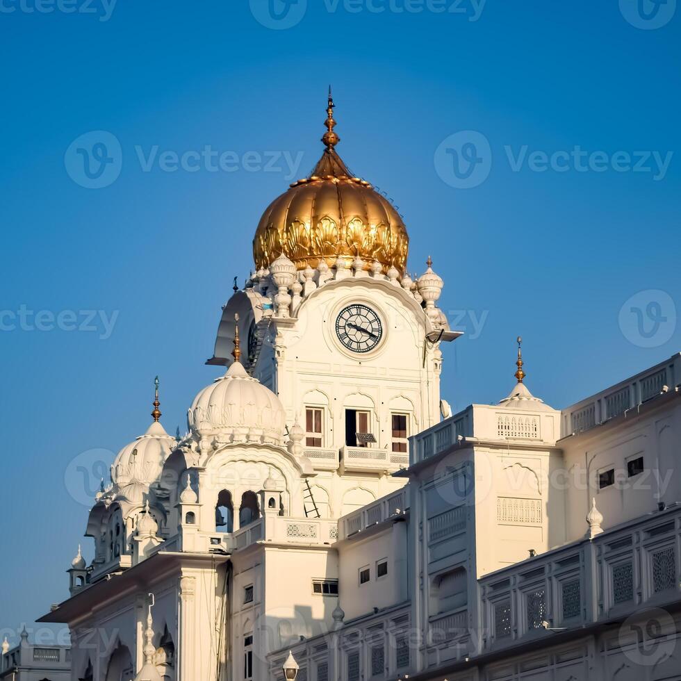 View of details of architecture inside Golden Temple - Harmandir Sahib in Amritsar, Punjab, India, Famous indian sikh landmark, Golden Temple, the main sanctuary of Sikhs in Amritsar, India photo