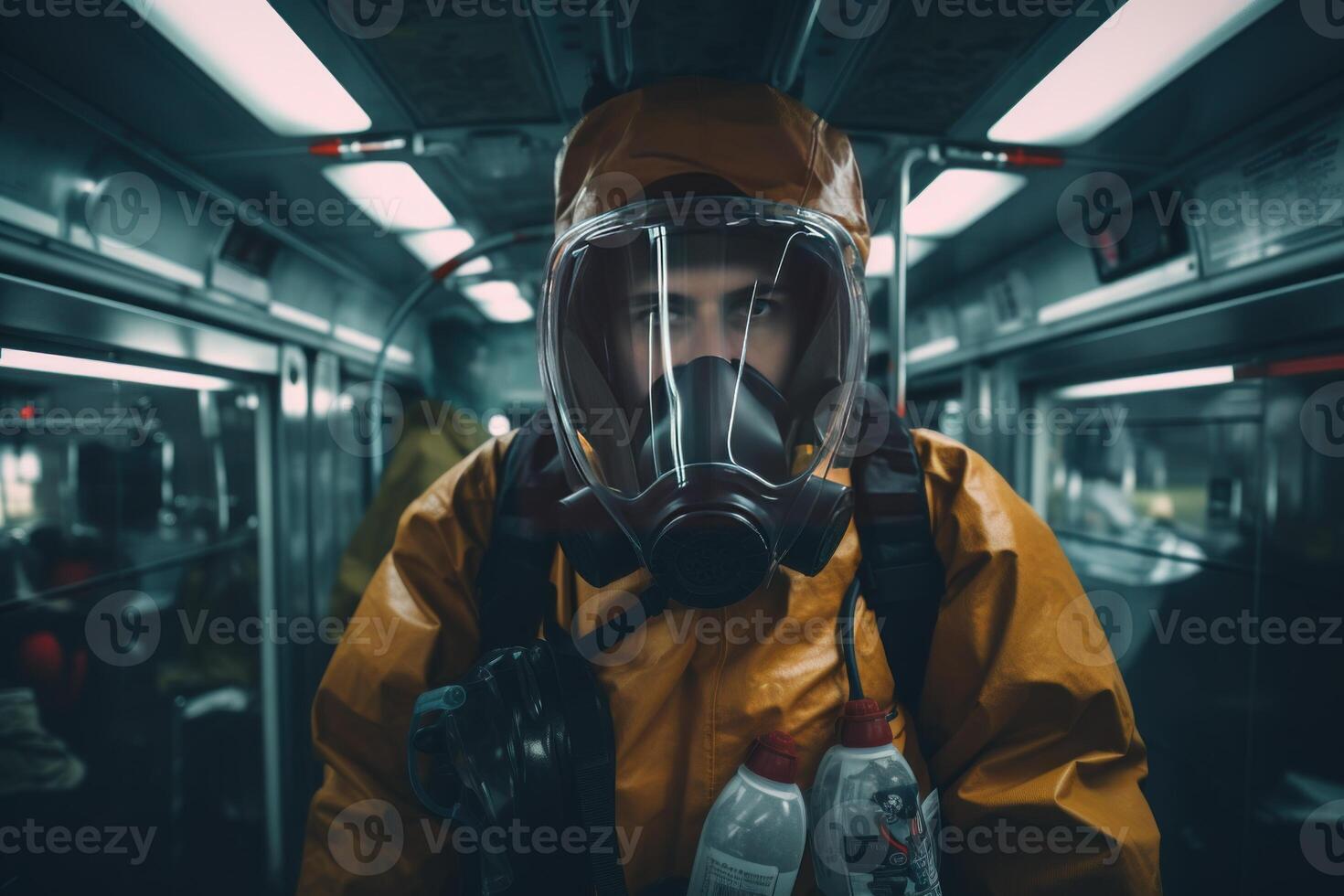 AI generated Paramedic in protection suit. Generate Ai photo