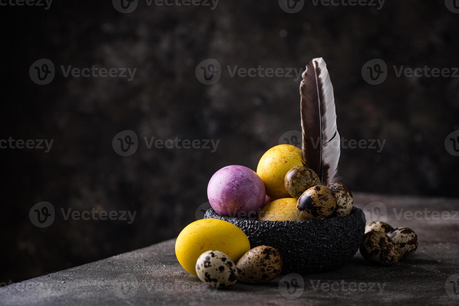 Easter eggs painted with natural dye photo