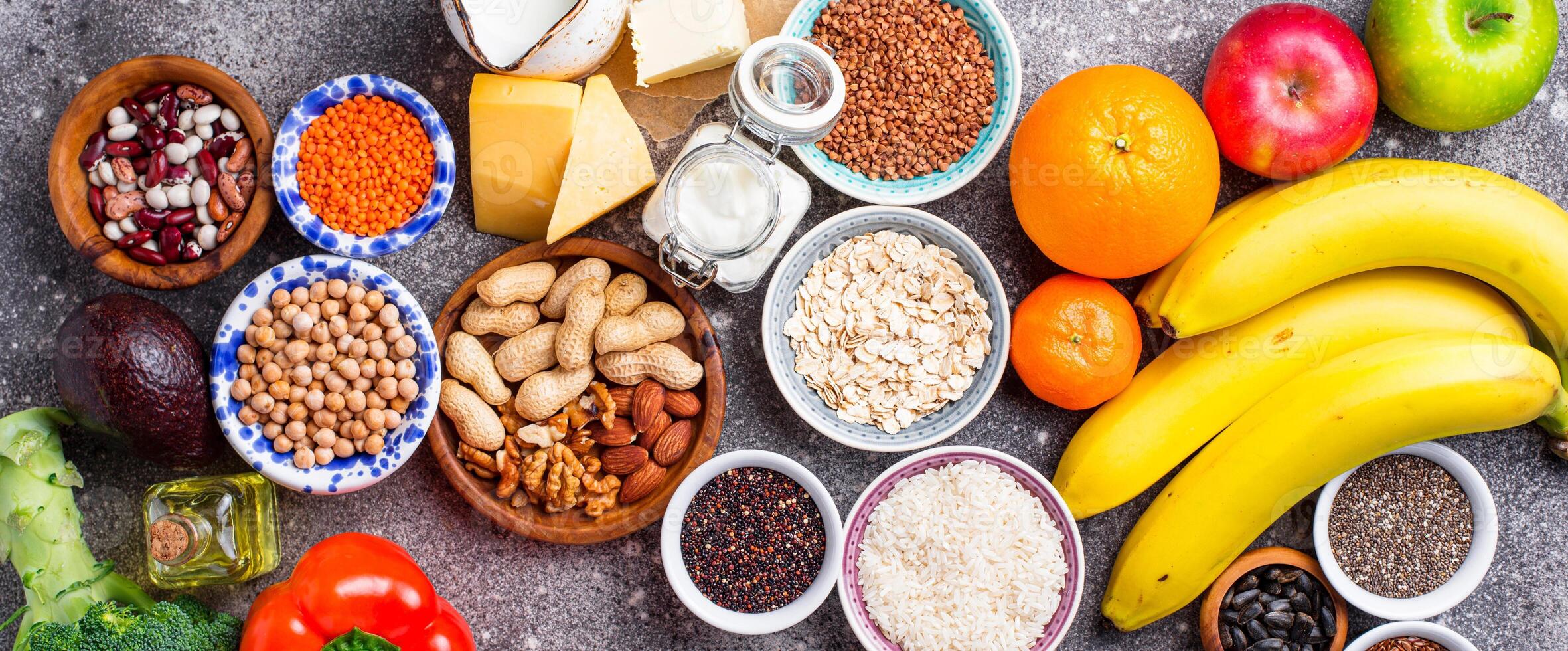 Lacto vegetarian diet concept. Healthy food photo
