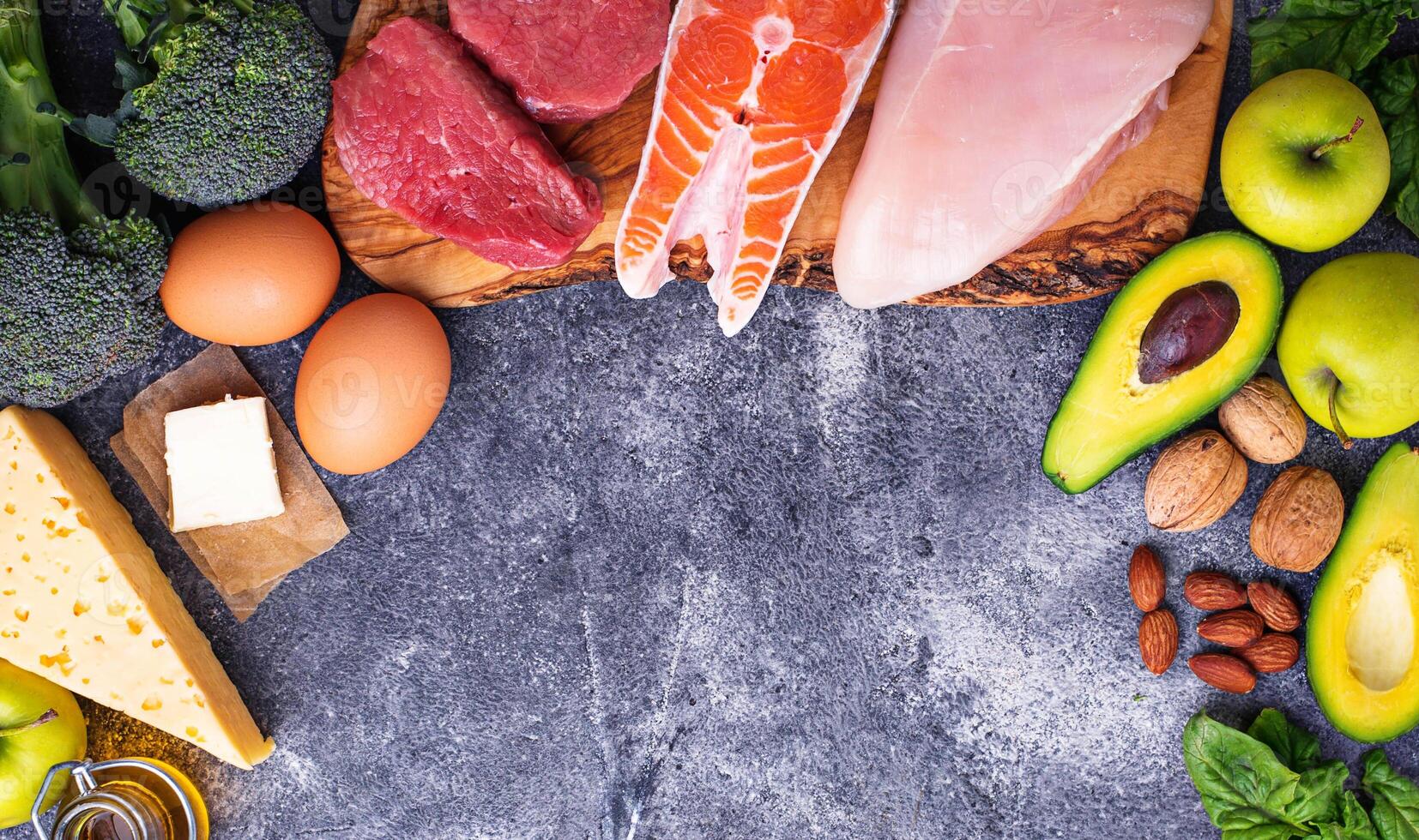 Healthy low carbs products. Ketogenic diet. photo