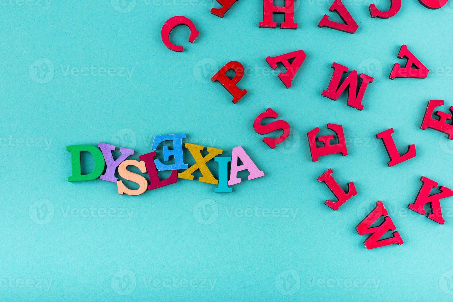 Dyslexia awareness concept with letters photo