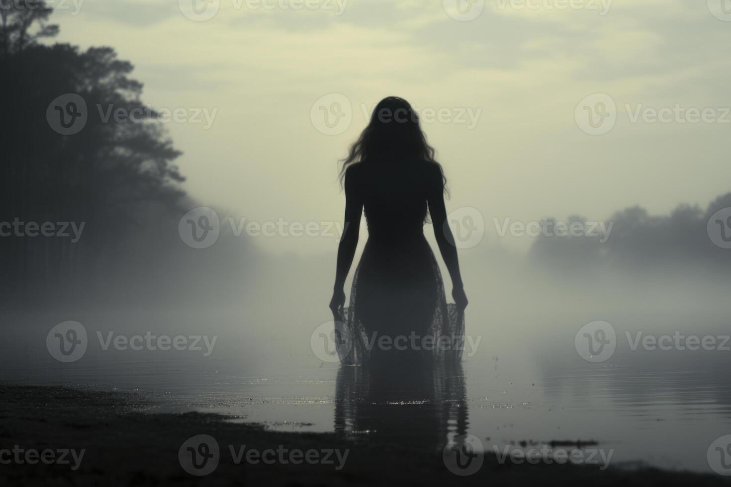 AI generated Captivating Photo woman fog face. Generate Ai