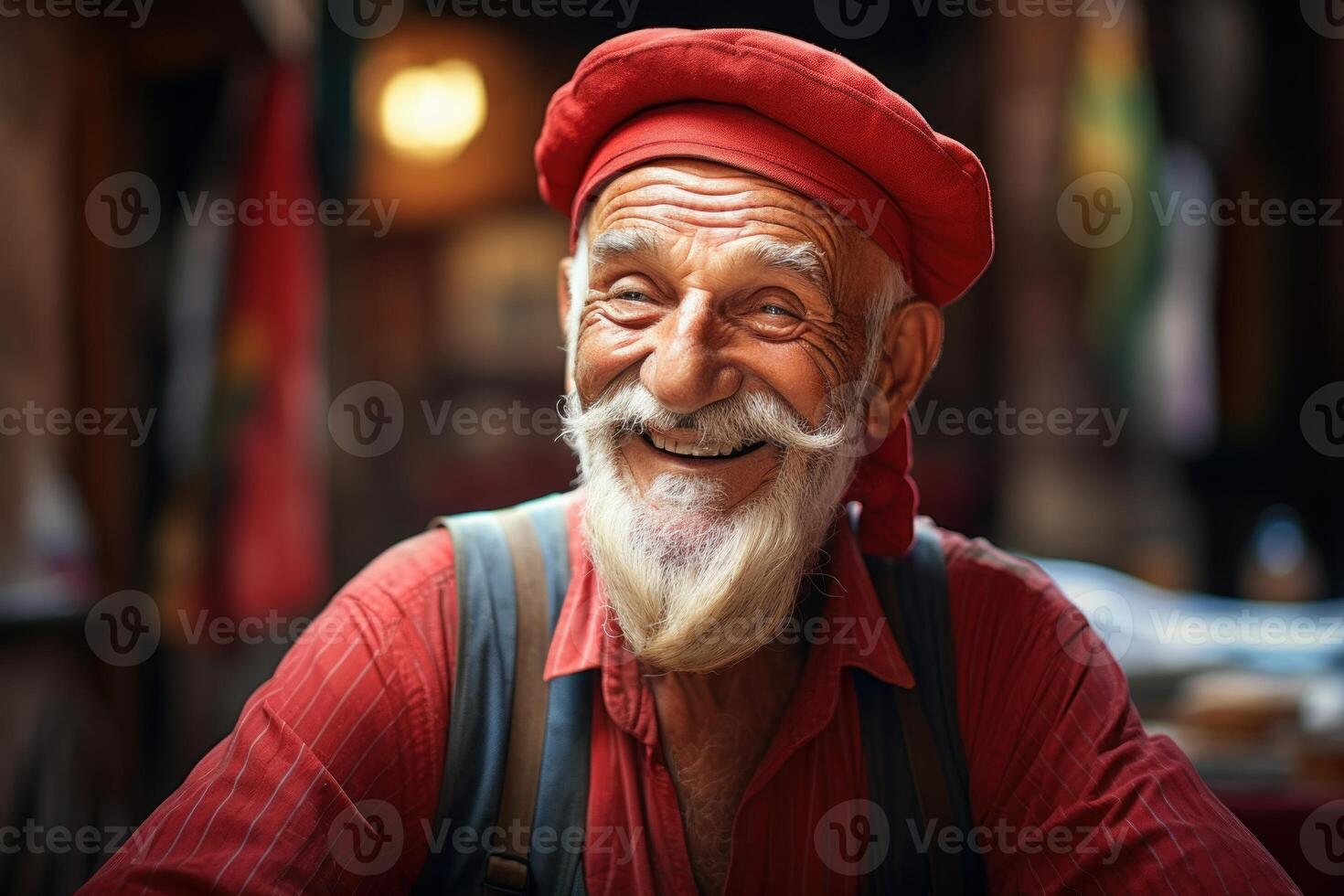 AI generated Genuine Photo of Italian old man smiling. Generate ai