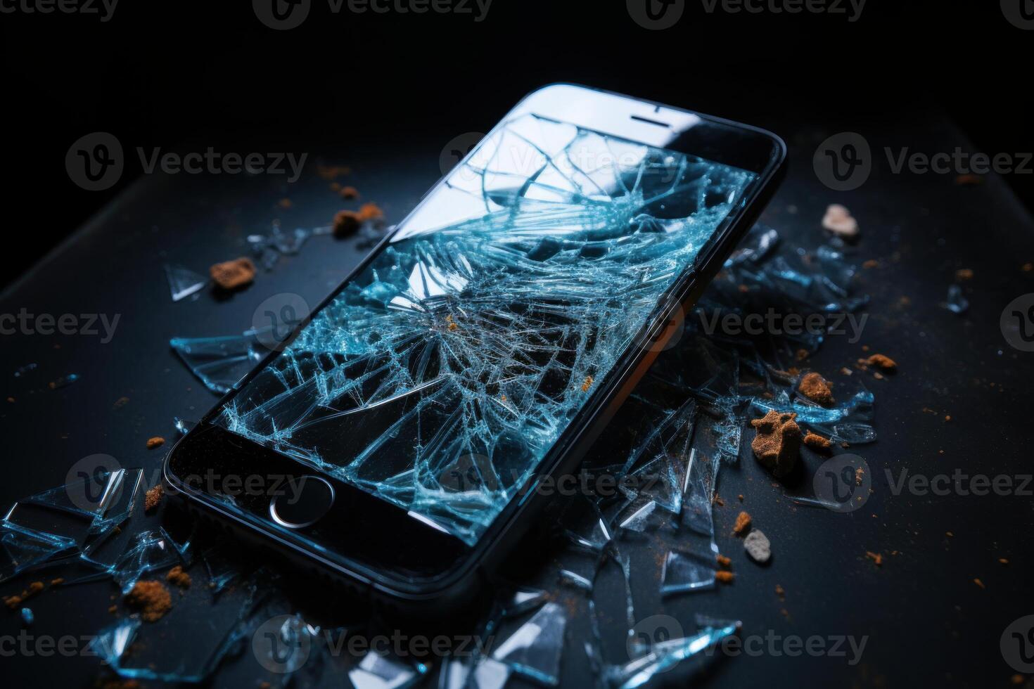 AI generated Dangerous Phone broken glass. Generate ai photo