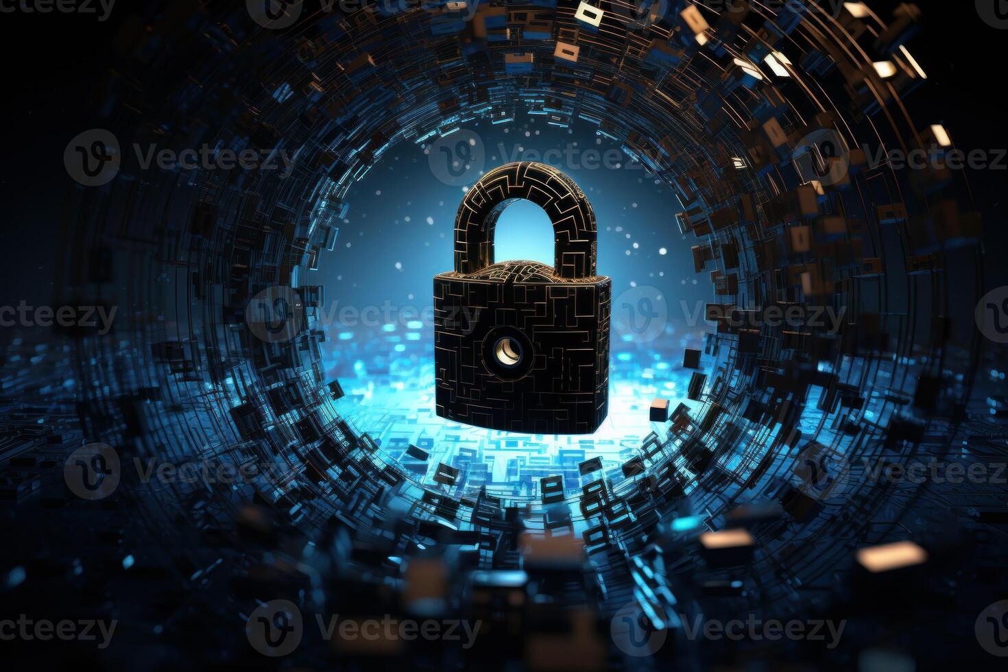 AI generated Secure Padlock opening network. Generate Ai photo