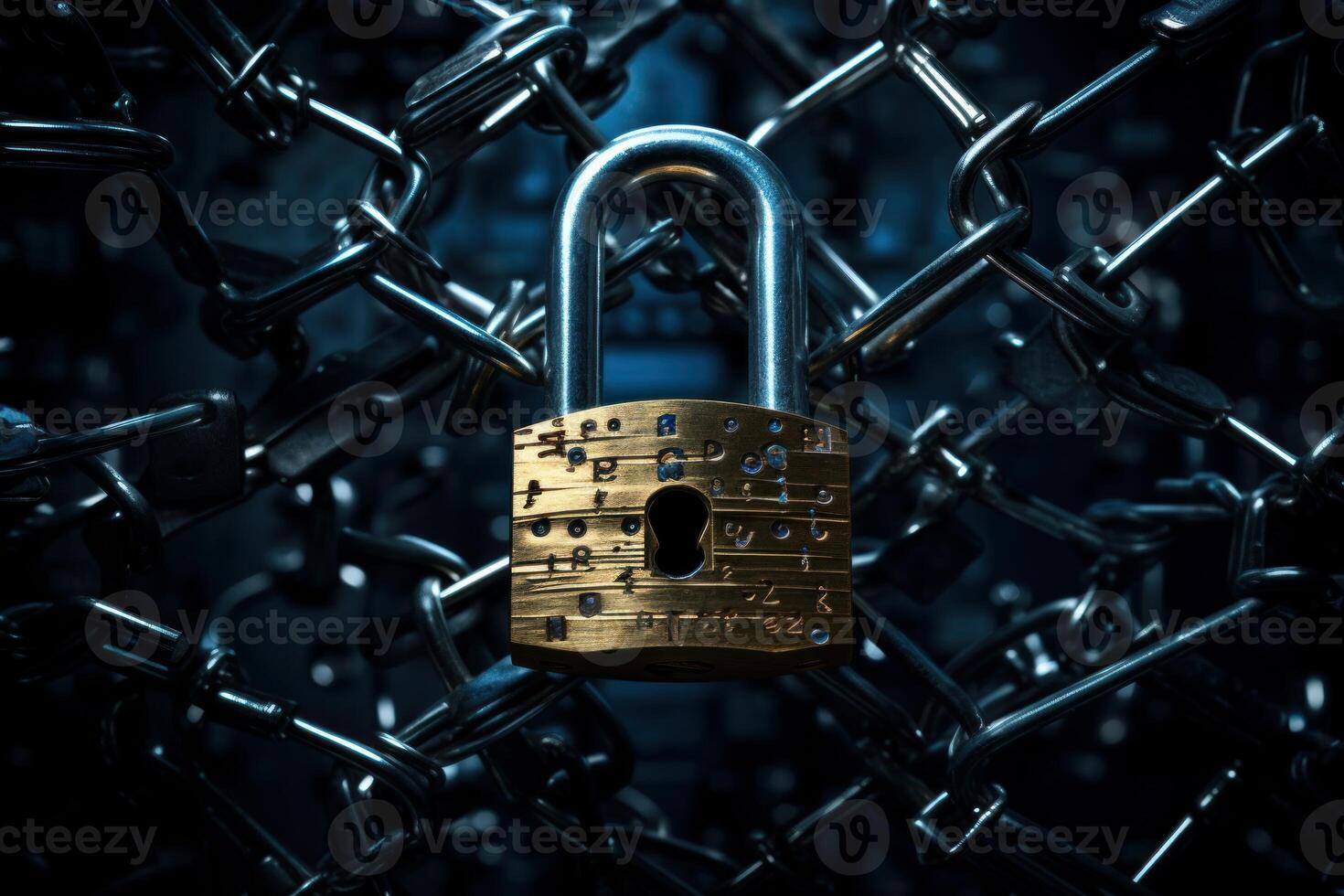 AI generated Padlock opening network. Generate Ai photo