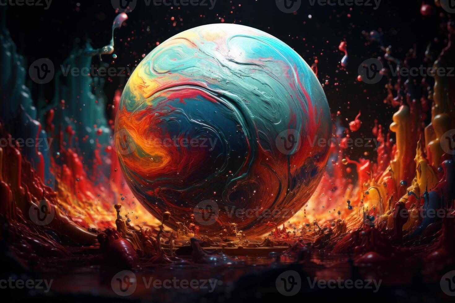 AI generated Textured Paint glob 3d art. Generate Ai photo