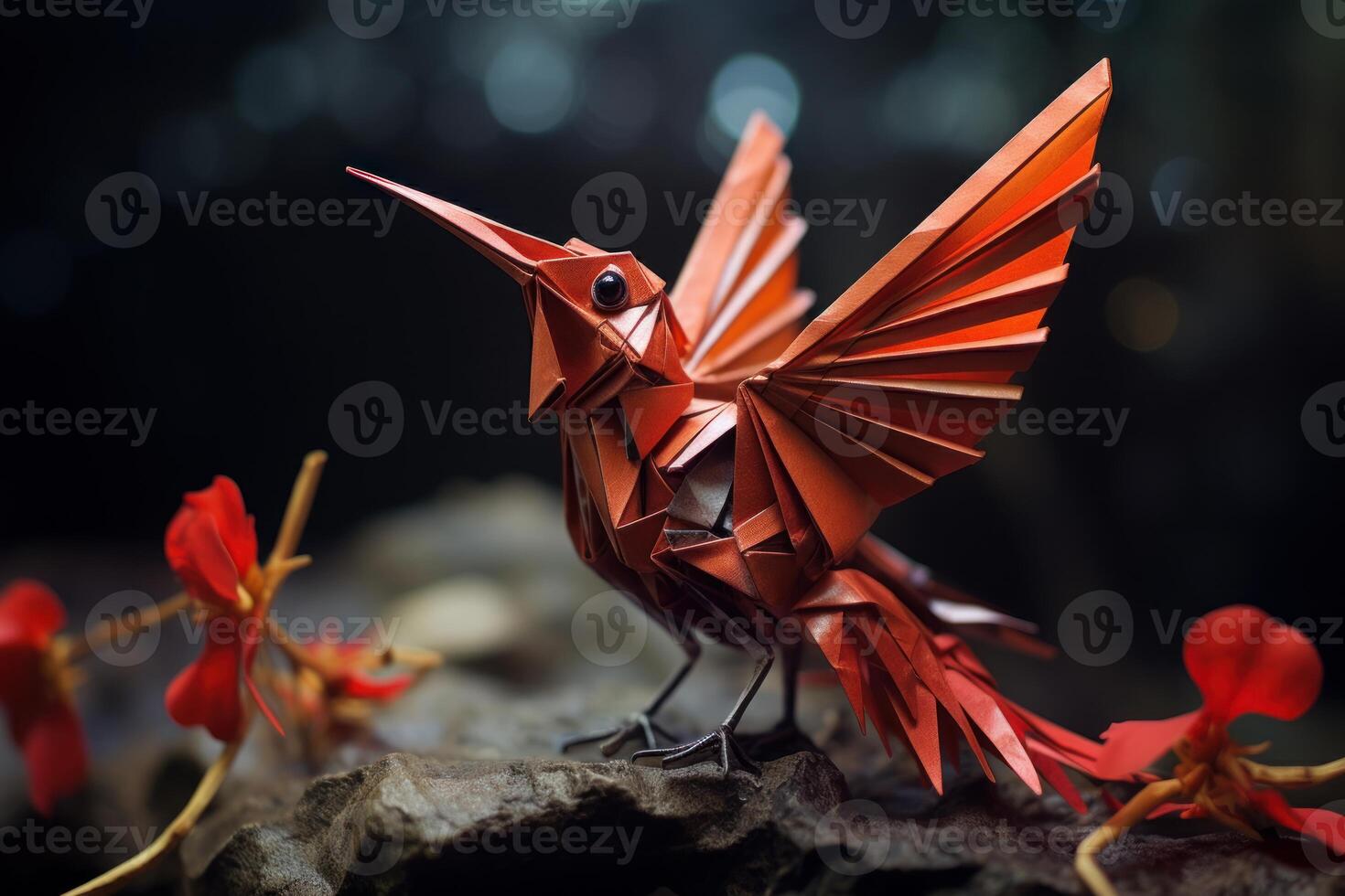 AI generated Intricate Origami colorful bird. Generate Ai photo