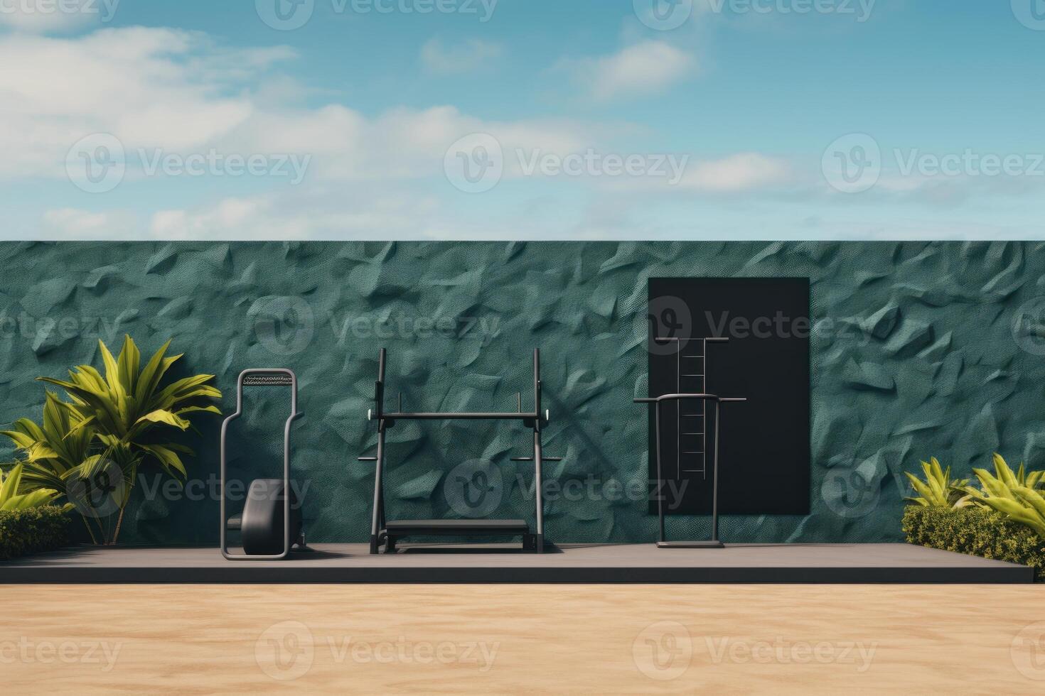 AI generated Outdoor fitness equipment background. Generate Ai photo