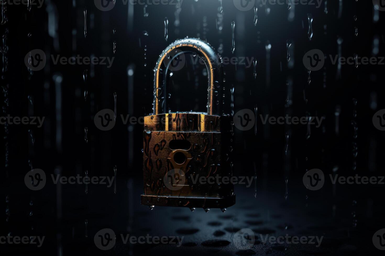 AI generated Padlock dark moody lighting banner. Generate Ai photo