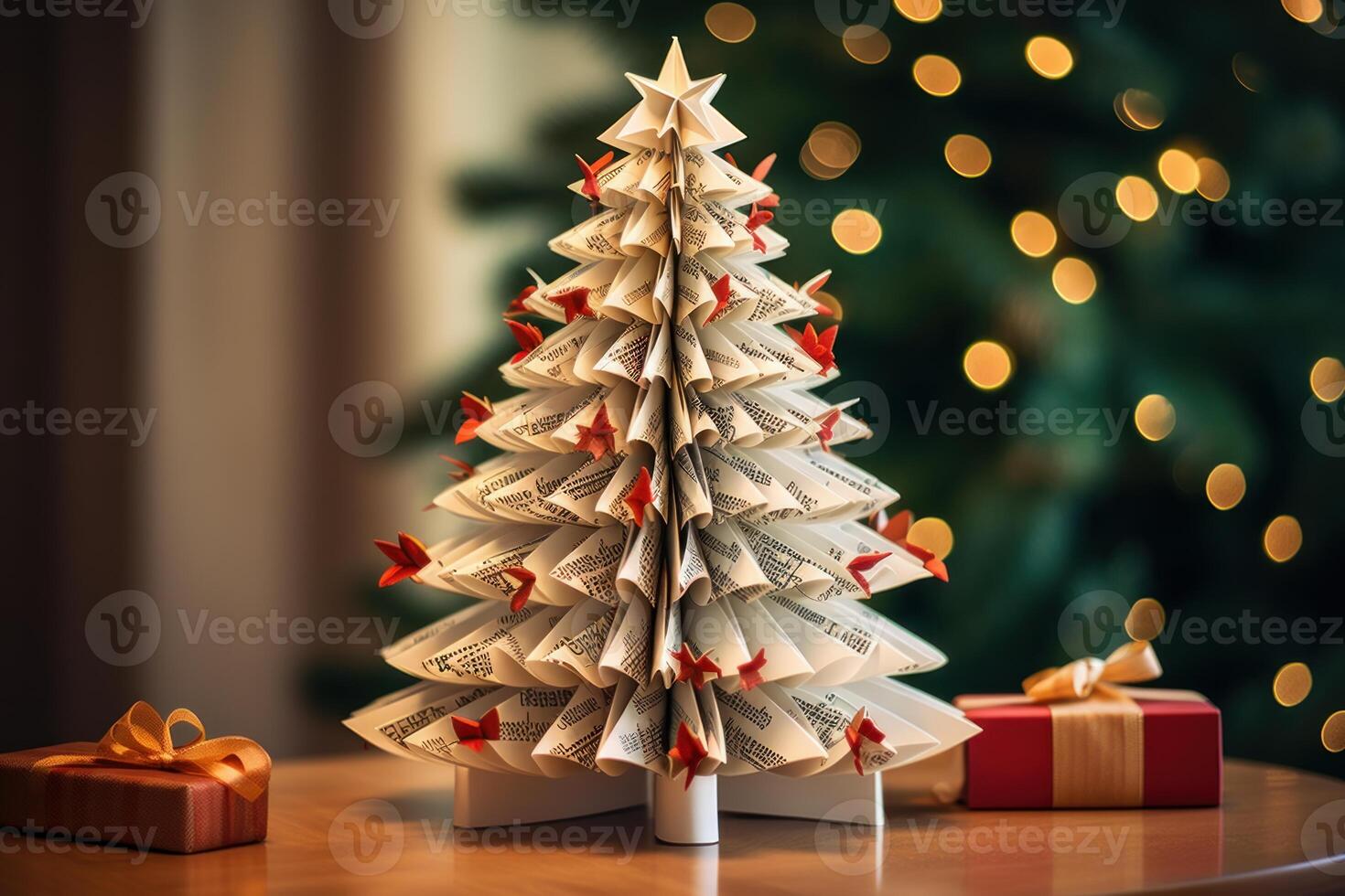 AI generated Textured Christmas tree paper green fashion background. Generate Ai photo