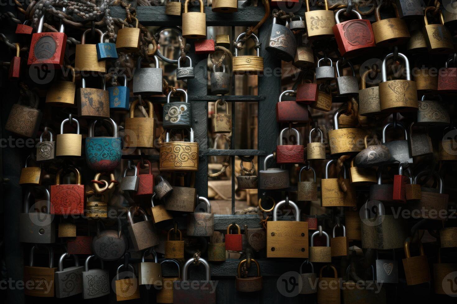 AI generated Secure Padlock network. Generate Ai photo