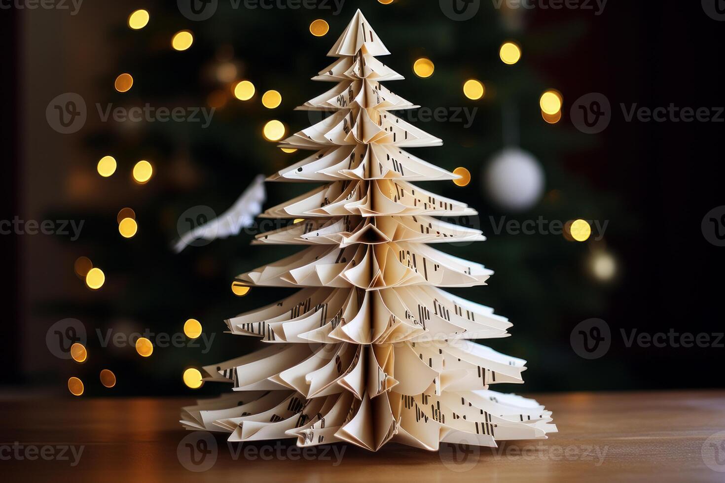 AI generated Christmas tree paper green fashion background. Generate Ai photo