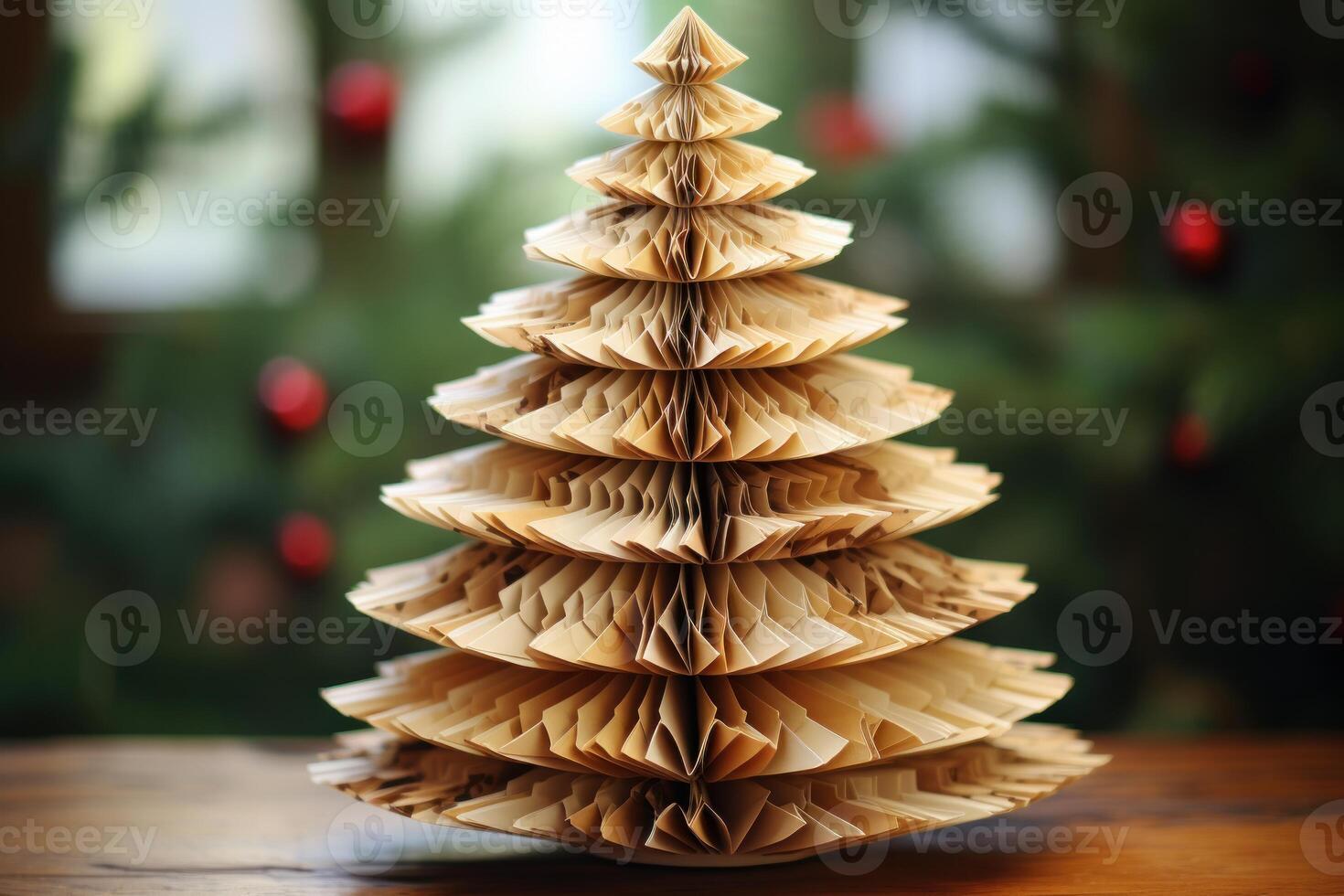 AI generated Creative Christmas tree paper green fashion background. Generate Ai photo