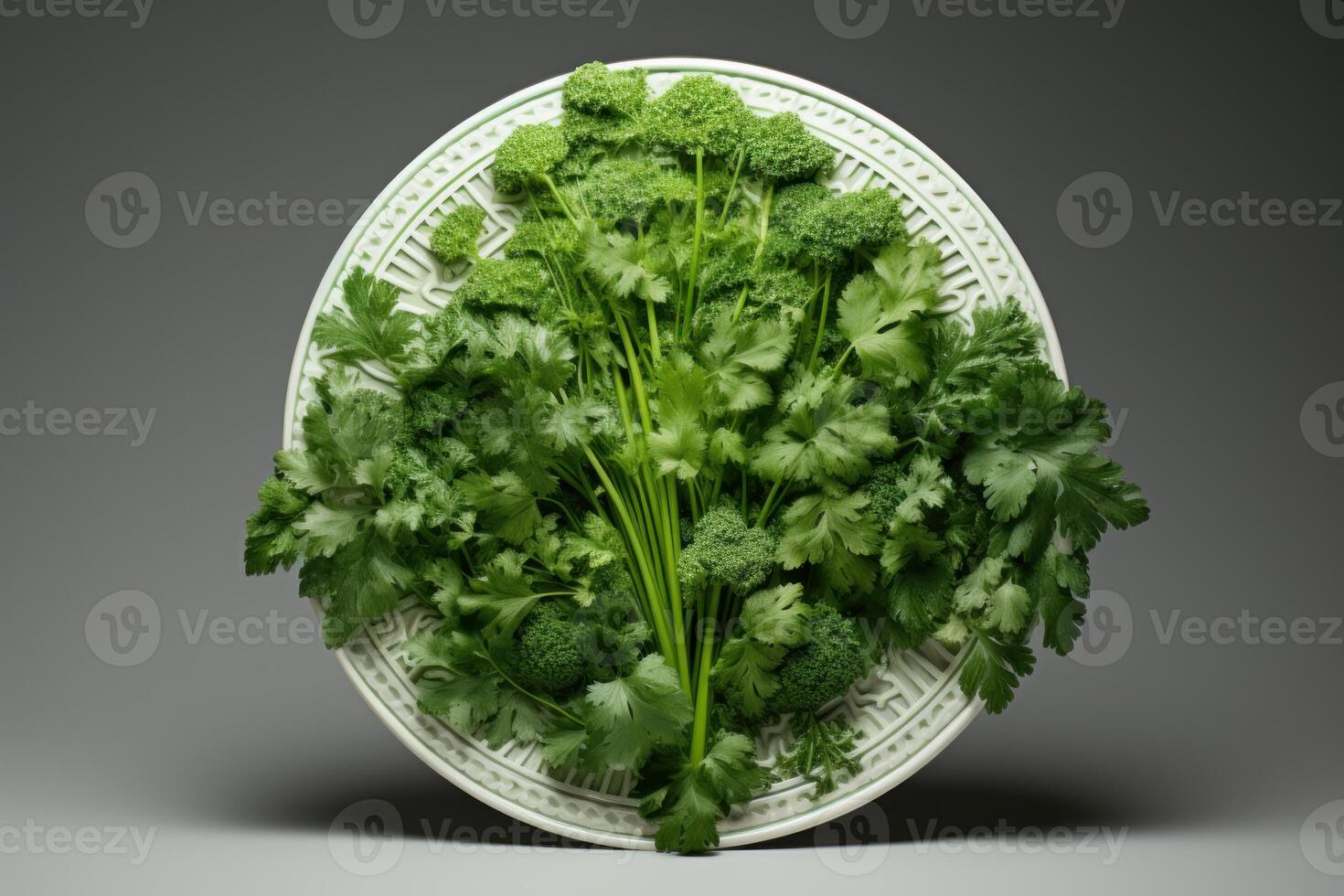 AI generated Aromatic Fresh parsley plate. Generate ai photo