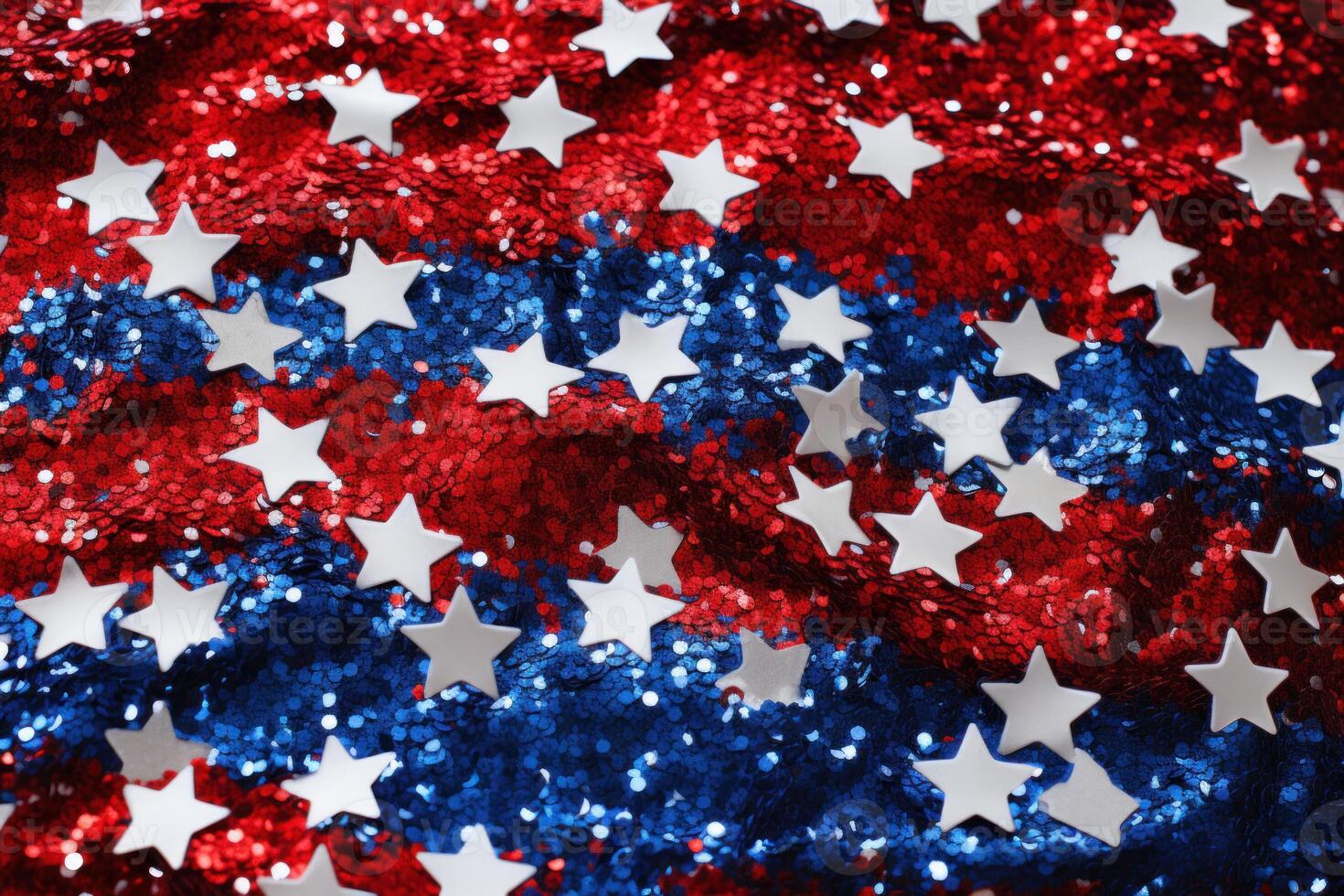 AI generated Festive Patriotic stars glitter background. Generate Ai photo