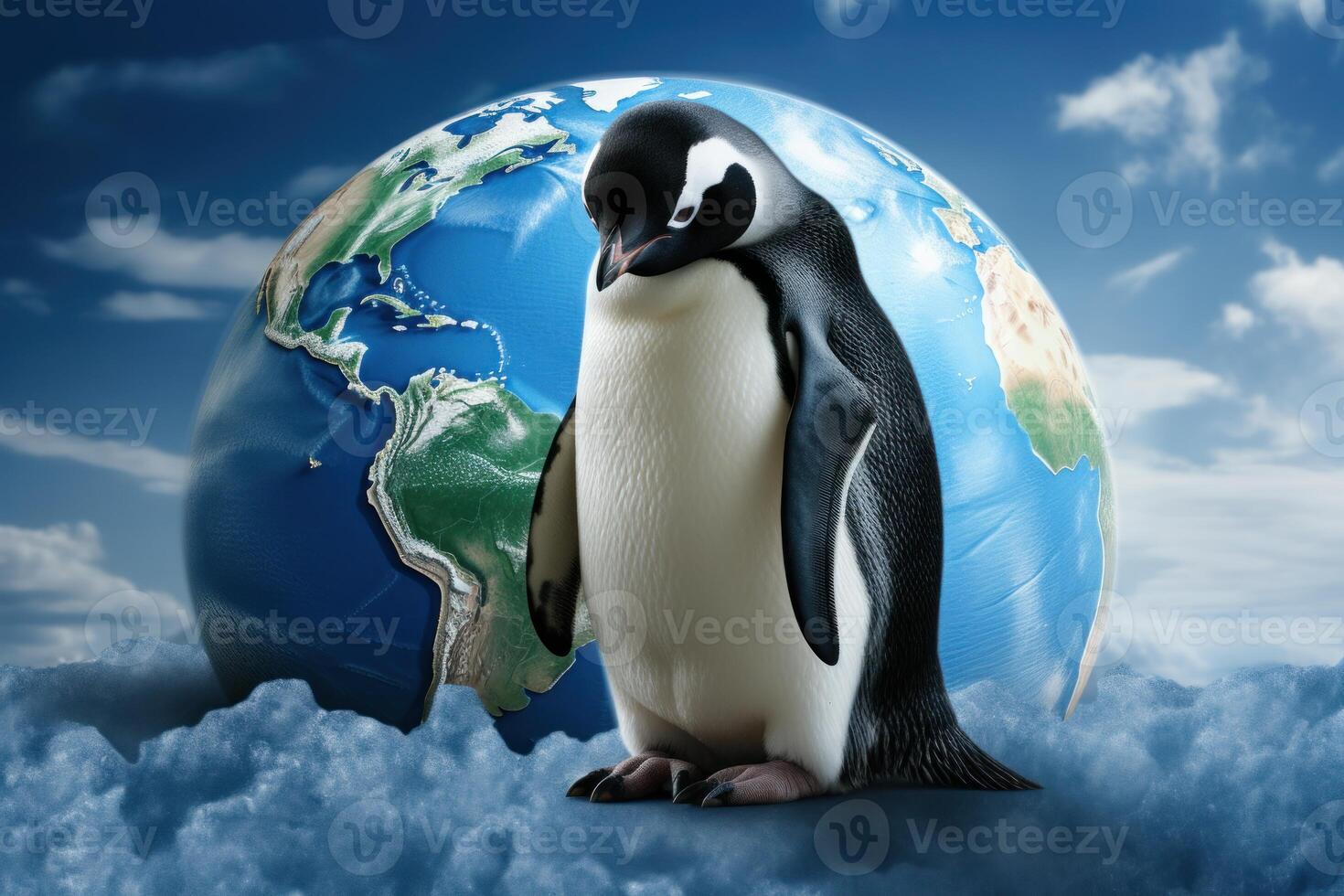 AI generated Arctic Penguin background. Generate Ai photo