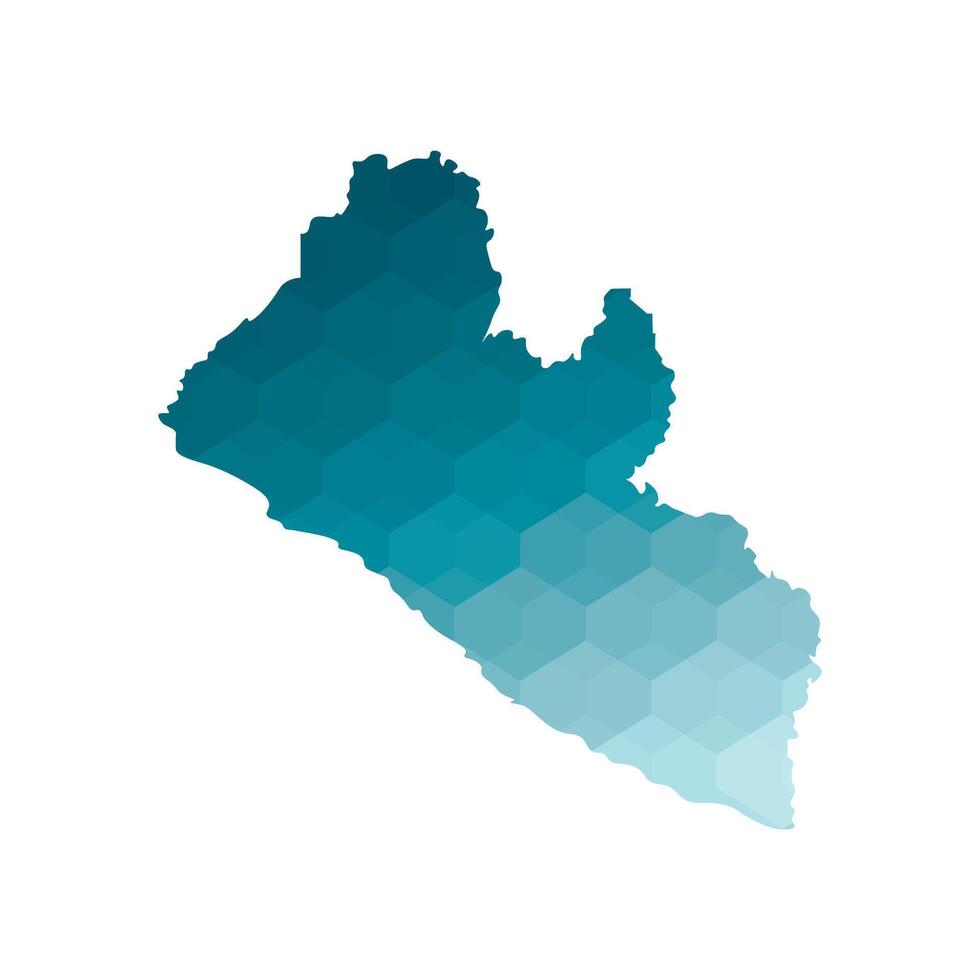 Vector isolated illustration icon with simplified blue silhouette of Liberia map. Polygonal geometric style. White background.