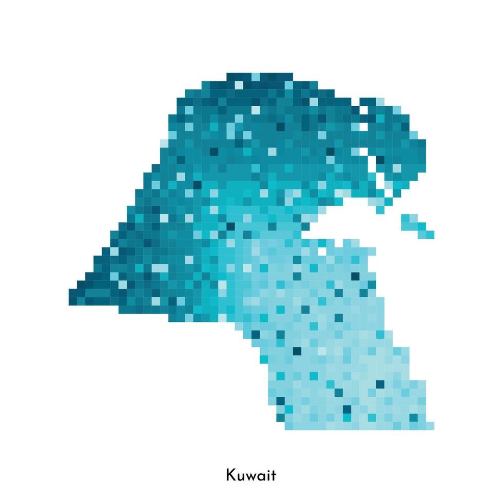 vector aislado geométrico ilustración con sencillo glacial azul forma de Kuwait mapa. píxel Arte estilo para nft modelo. punteado logo con degradado textura para diseño en blanco antecedentes