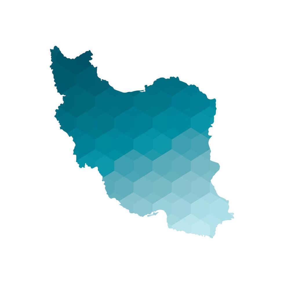 Vector isolated illustration icon with simplified blue silhouette of Islamic Republic of Iran map. Polygonal geometric style. White background