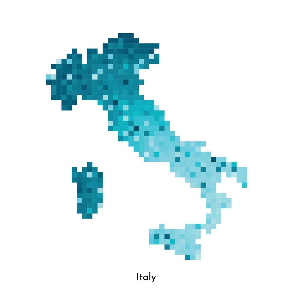 vector aislado geométrico ilustración con sencillo glacial azul forma de Italia mapa. píxel Arte estilo para nft modelo. punteado logo con degradado textura para diseño en blanco antecedentes