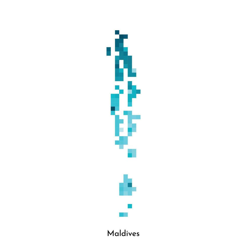vector aislado geométrico ilustración con sencillo glacial azul forma de Maldivas mapa. píxel Arte estilo para nft modelo. punteado logo con degradado textura para diseño en blanco antecedentes