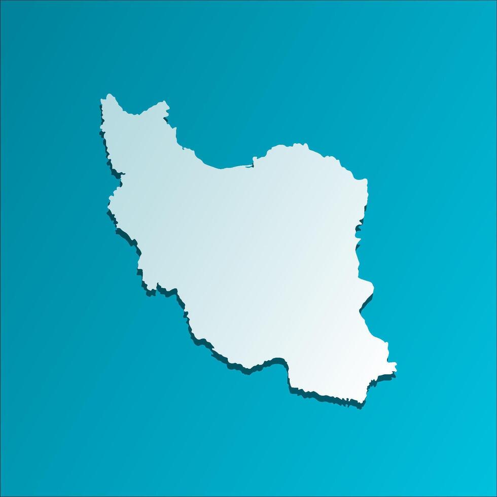 Vector isolated illustration icon with light blue silhouette of simplified map of Islamic Republic of Iran. Bright blue background with shadow