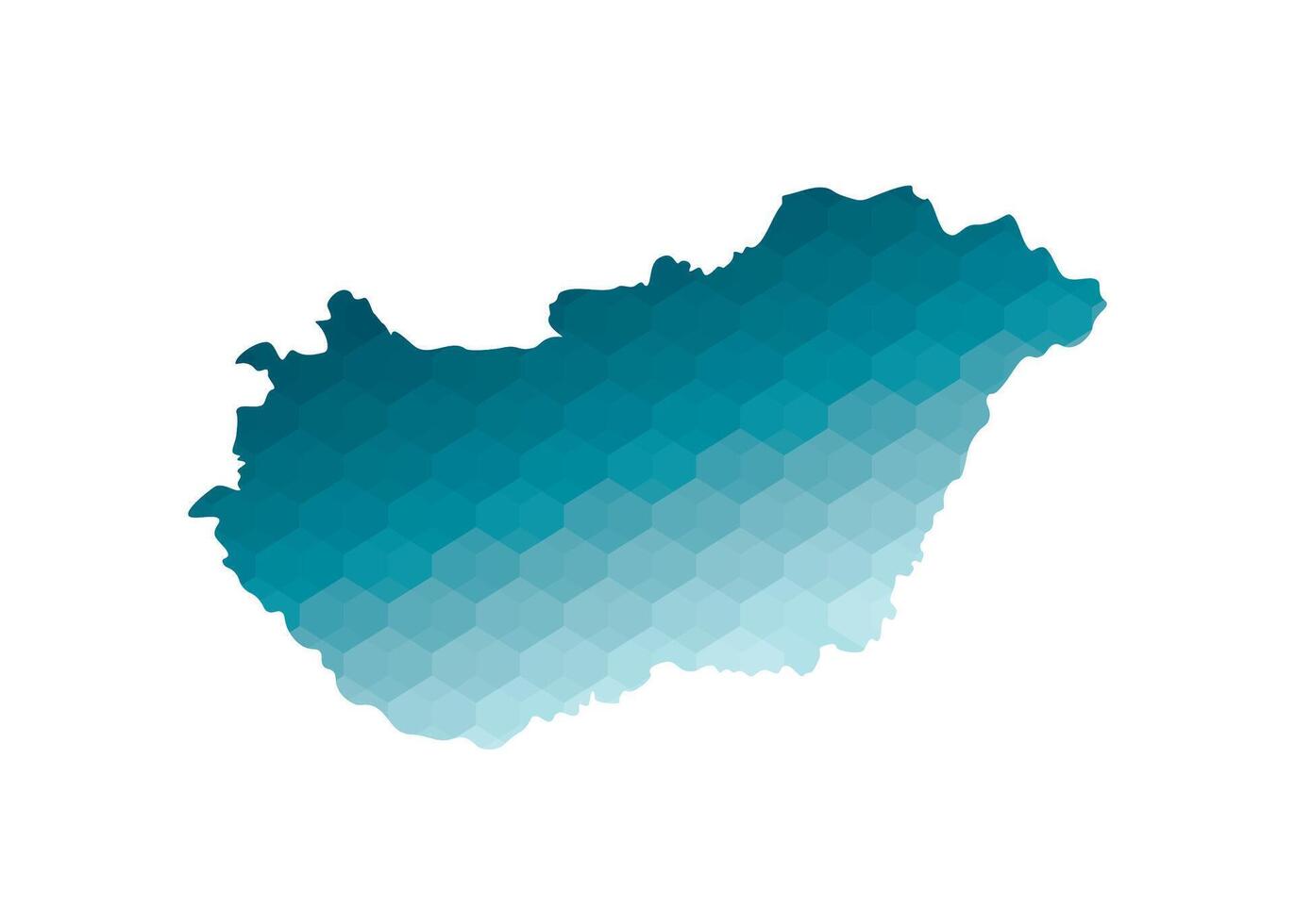 Vector isolated illustration icon with simplified blue silhouette of Hungary map. Polygonal geometric style. White background.