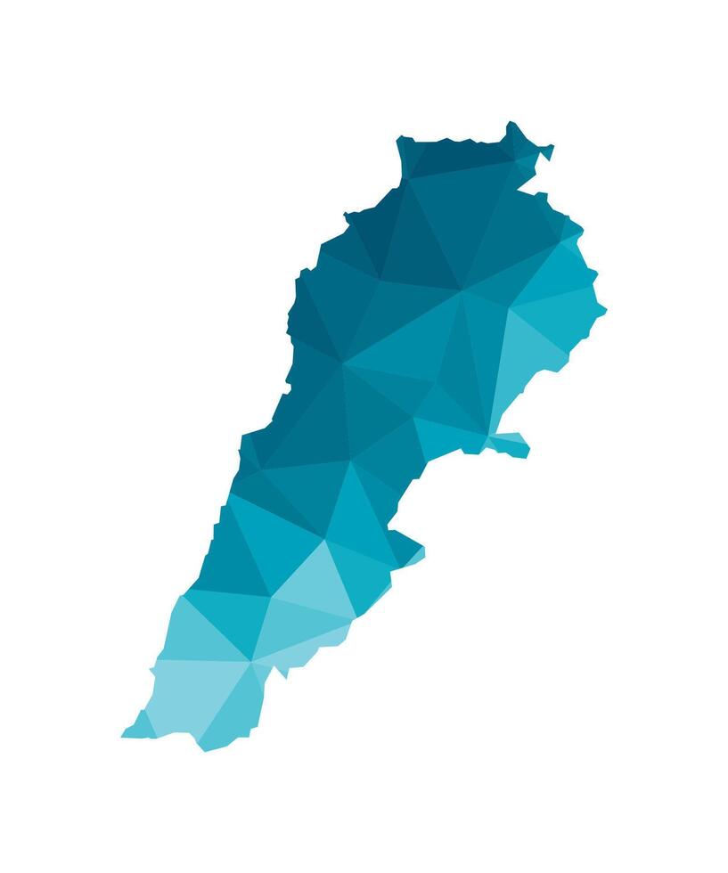 Vector isolated illustration icon with simplified blue silhouette of Lebanon map. Polygonal geometric style, triangular shapes. White background.