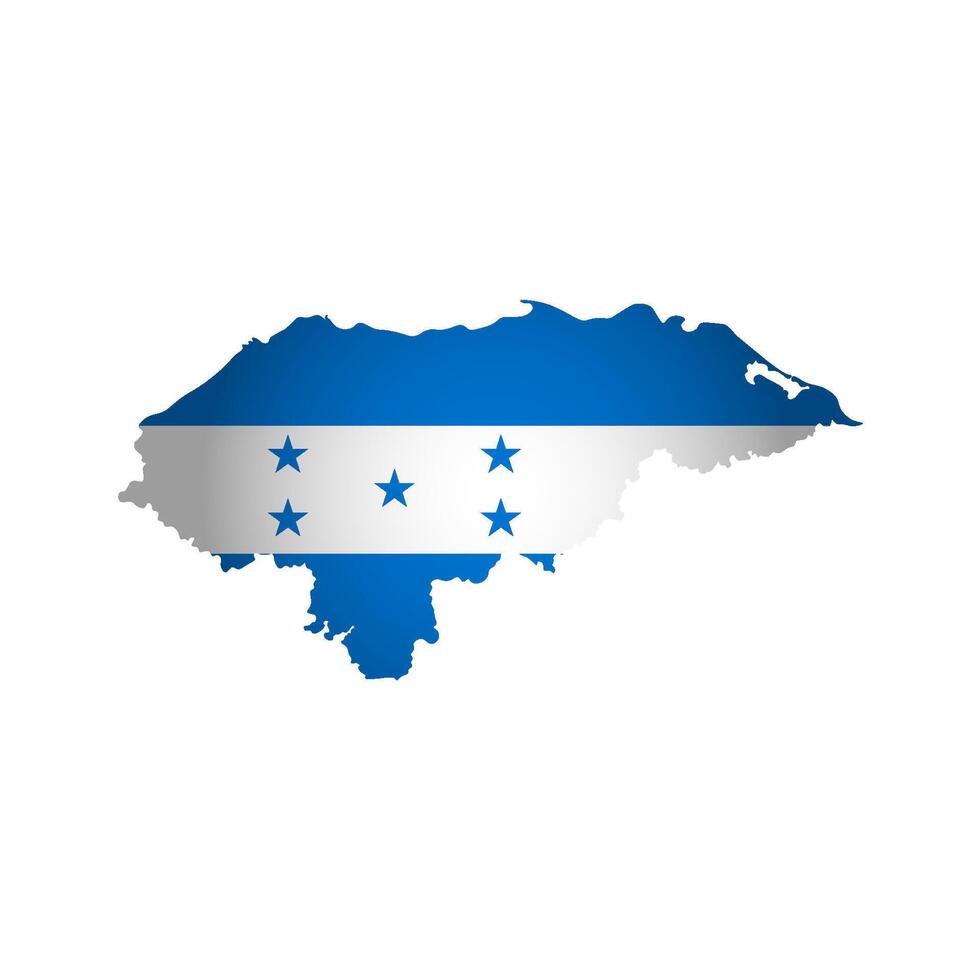 vector ilustración con hondureño nacional bandera con simplificado forma de Honduras mapa. volumen sombra en el mapa