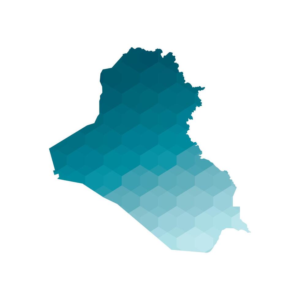 Vector isolated illustration icon with simplified blue silhouette of Republic of Iraq map. Polygonal geometric style. White background