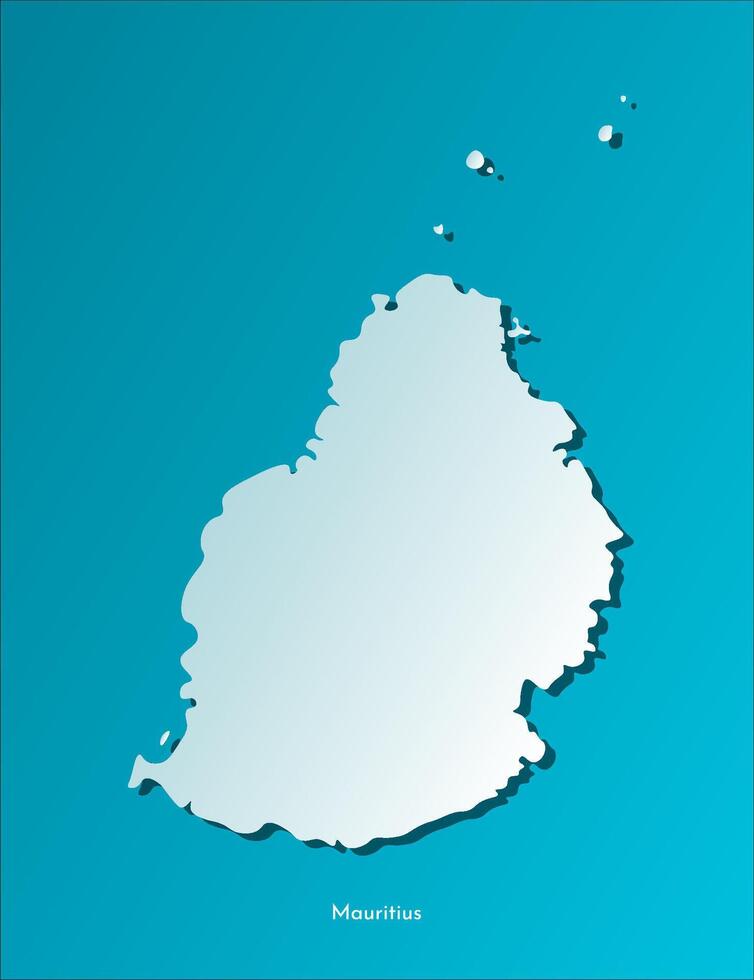 Vector isolated illustration of political map island state - Mauritius. Blue silhouette, dark blue background.