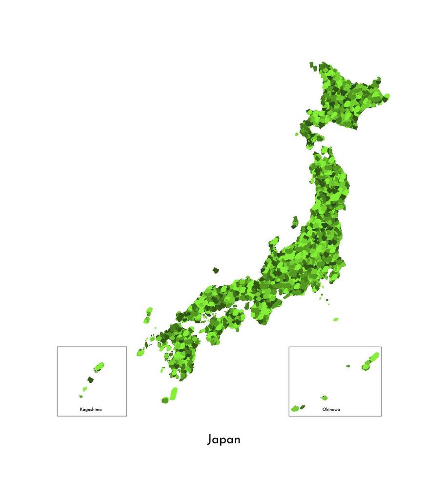 Vector isolated simplified illustration icon with bright green silhouette of Japan map. Grassy texture effect. Environmental protection. Sigh for ecological problem on the area and save nature