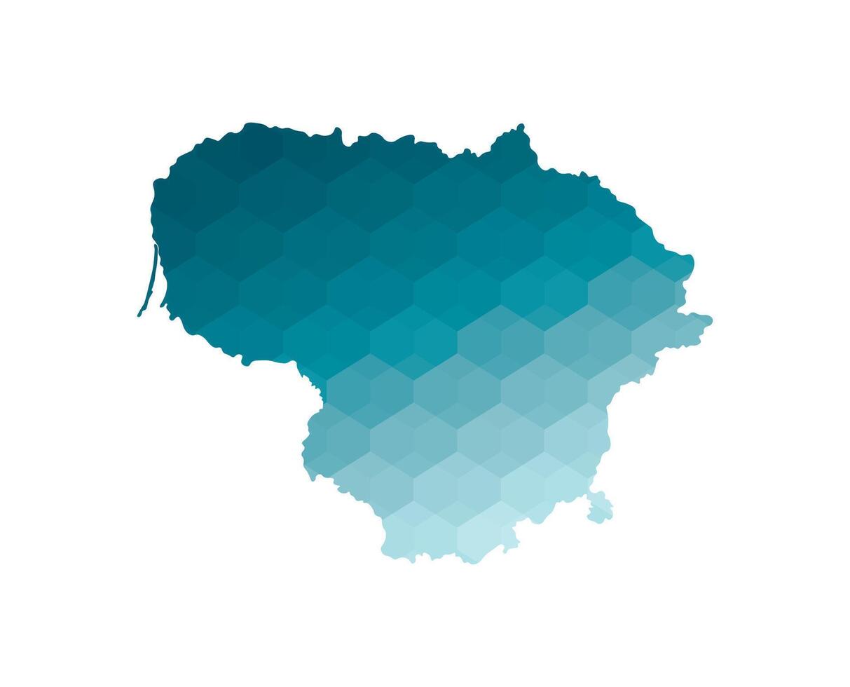 Vector isolated illustration icon with simplified blue silhouette of Lithuania map. Polygonal geometric style. White background.
