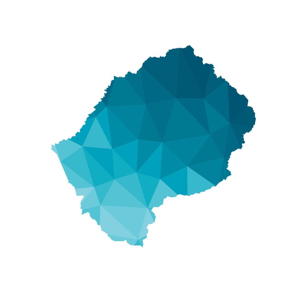 Vector isolated illustration icon with simplified blue silhouette of Lesotho map. Polygonal geometric style, triangular shapes. White background.