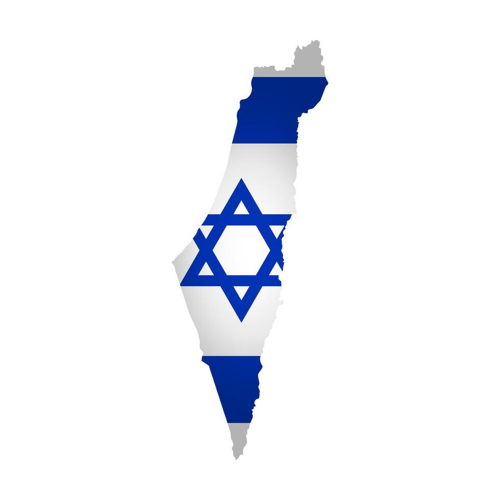 Vector Illustration with national flag with simplified shape of Israel map. Volume shadow on the map.