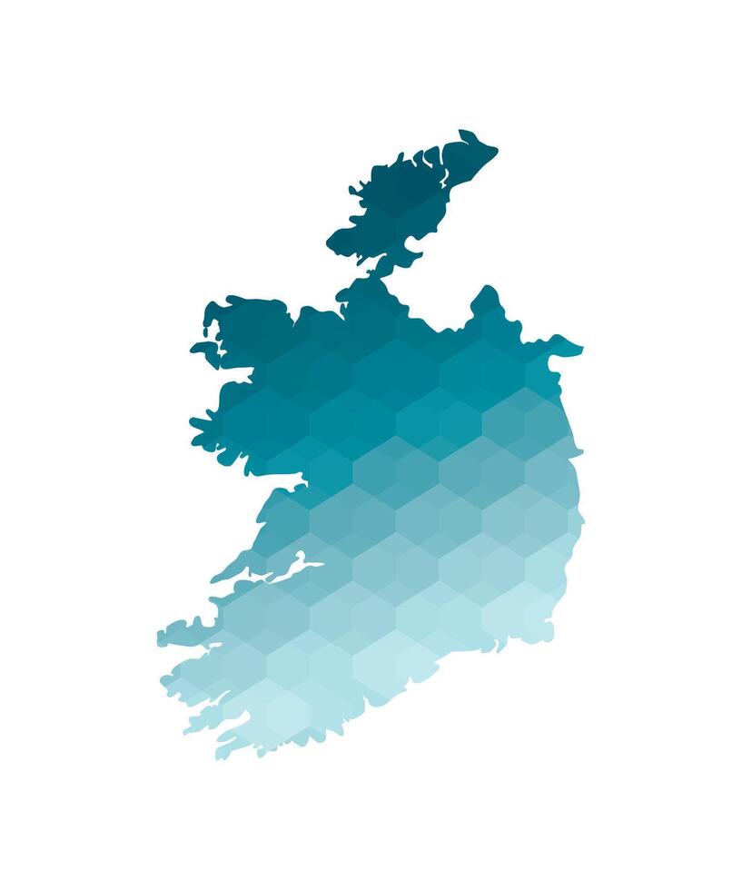 Vector isolated illustration icon with simplified blue silhouette of Republic of Ireland map. Polygonal geometric style. White background.
