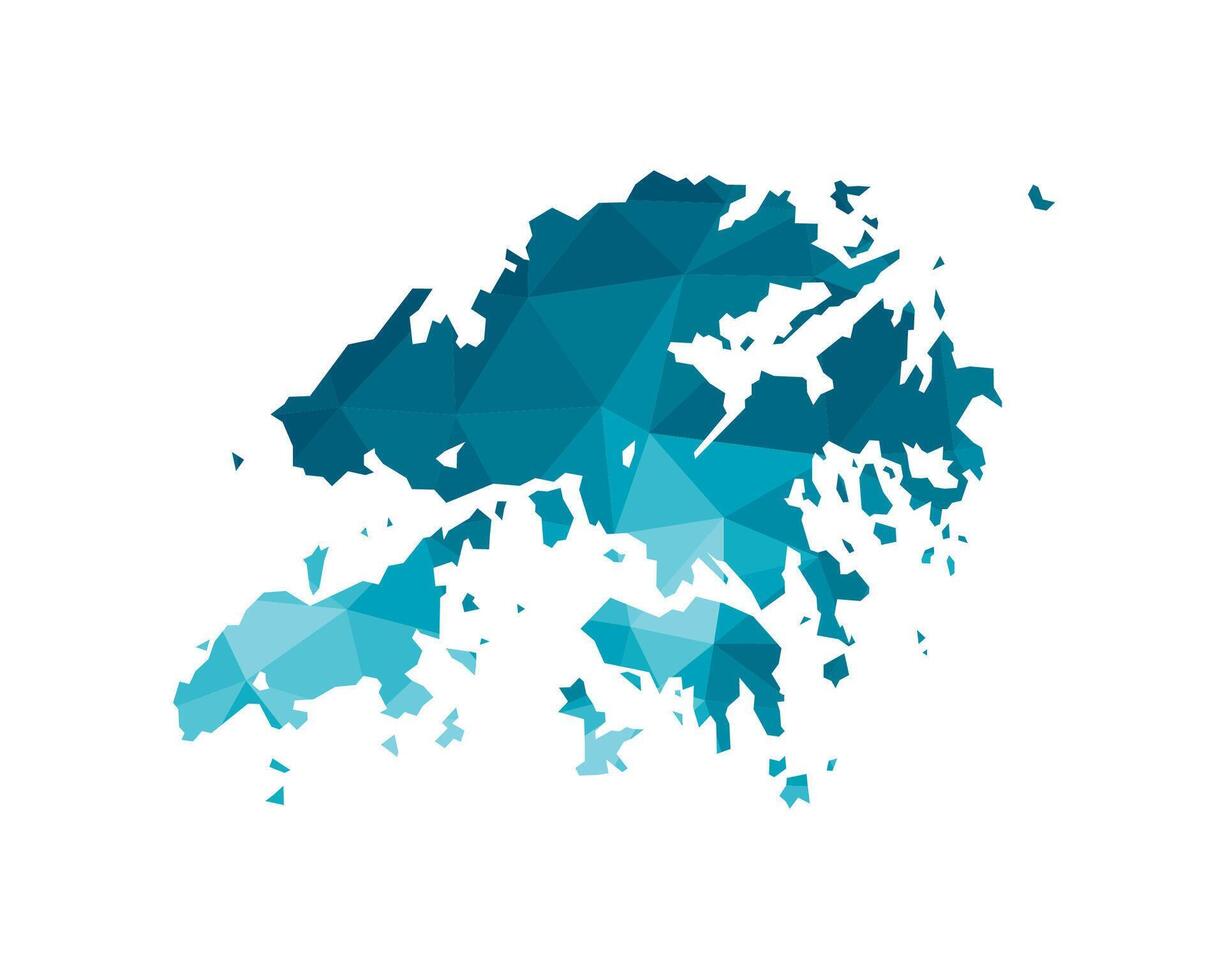 vector aislado ilustración icono con simplificado azul silueta de hong kong, especial administrativo región de el gente república de China mapa. poligonal geométrico estilo