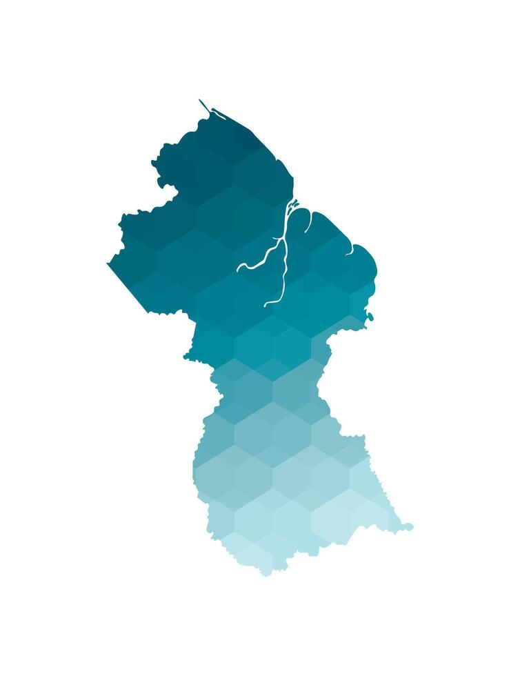 Vector isolated illustration icon with simplified blue silhouette of Guyana map. Polygonal geometric style. White background.
