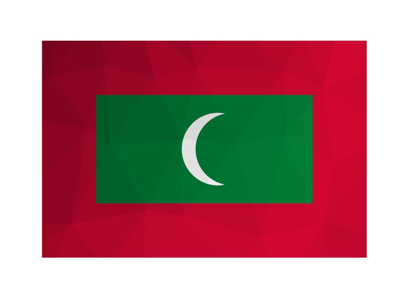 vector aislado ilustración. nacional maldivo bandera con verde y rojo antecedentes, blanco creciente. oficial símbolo de Maldivas. creativo diseño en bajo escuela politécnica estilo con triangular formas