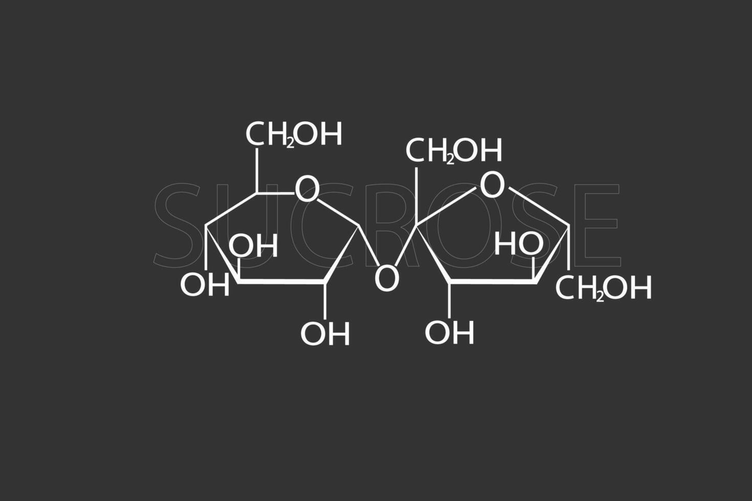 Sucrose molecular skeletal chemical formula vector