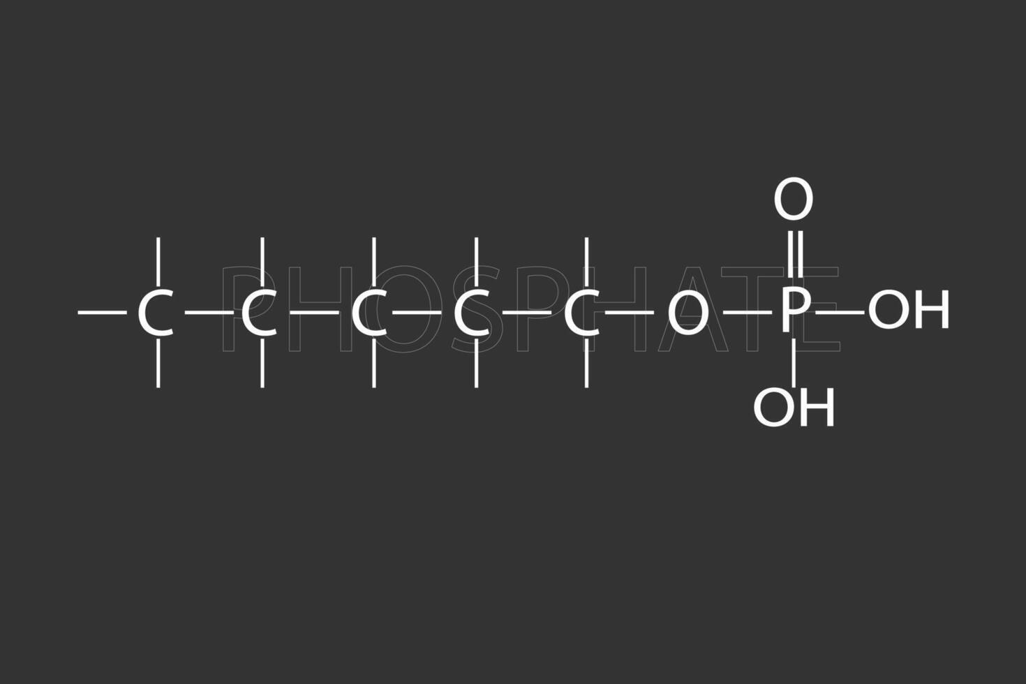 Phosphate molecular skeletal chemical formula vector