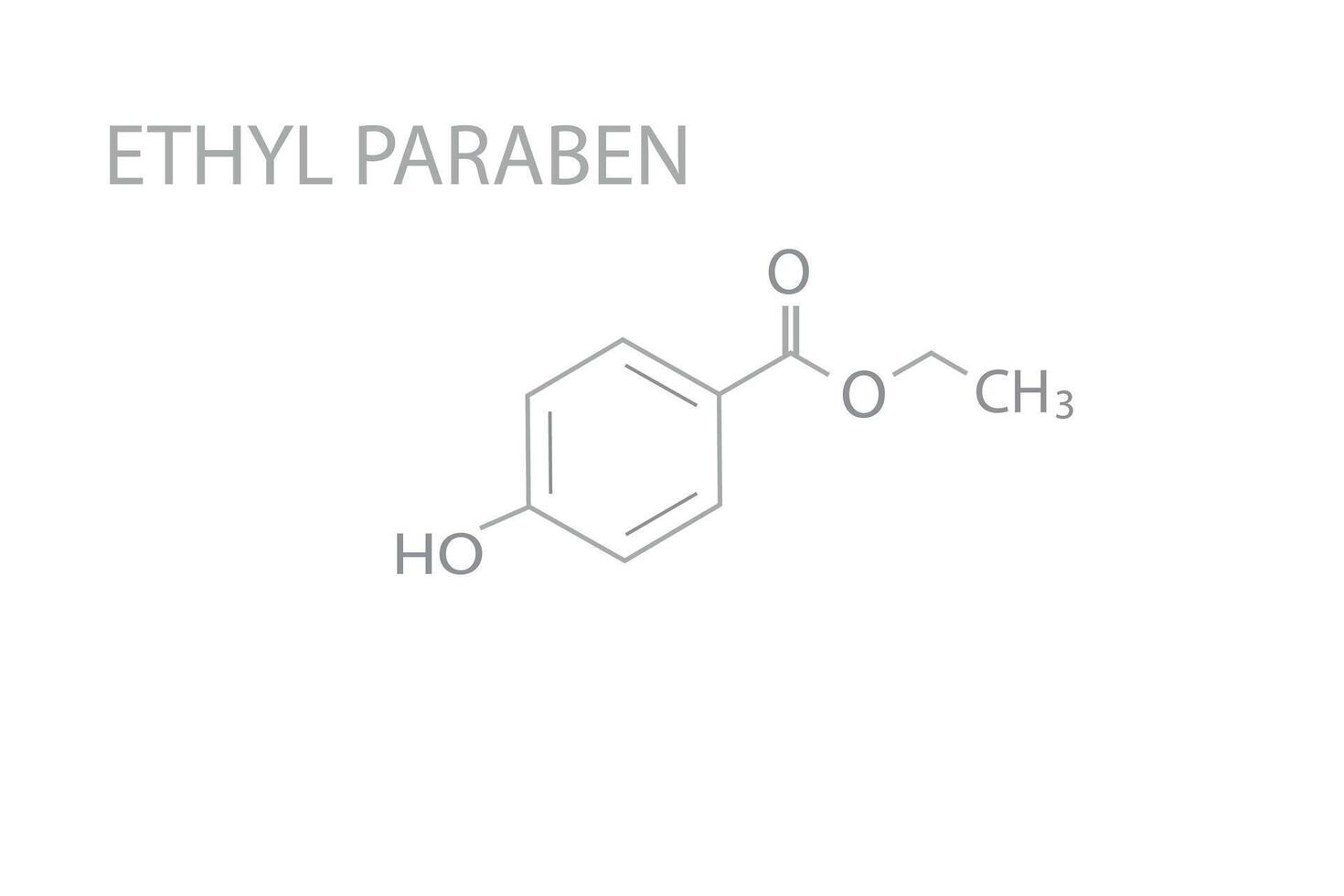 Ethyl paraben molecular skeletal chemical formula vector