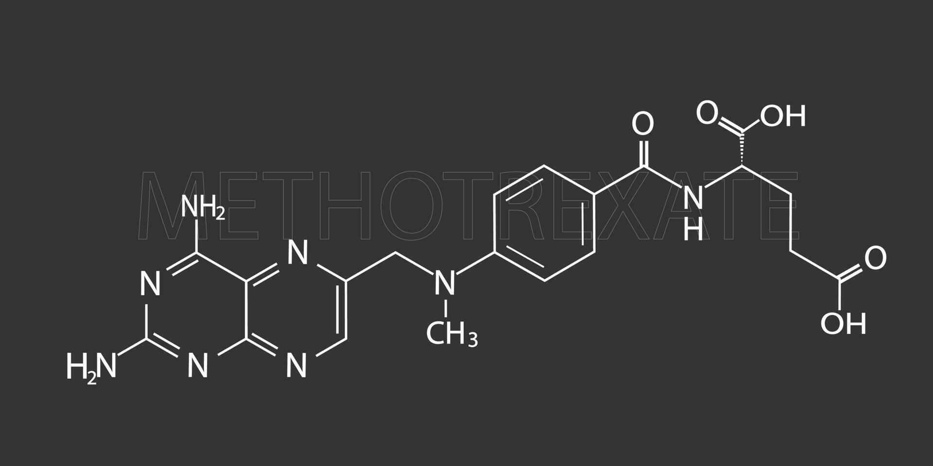 Methotrexate molecular skeletal chemical formula vector