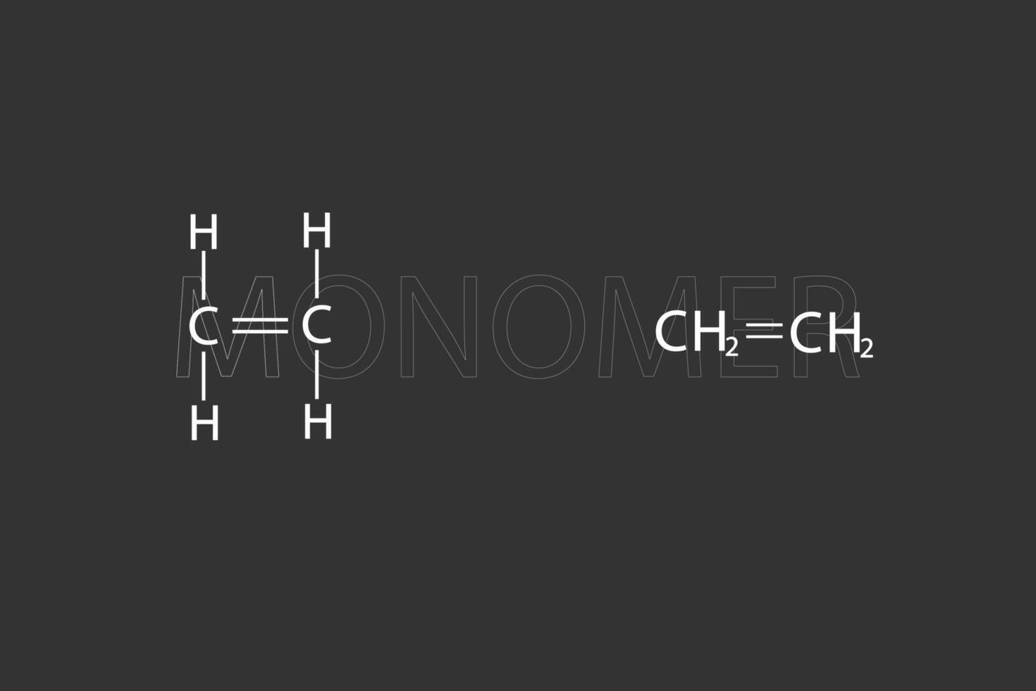 monómero molecular esquelético químico fórmula vector