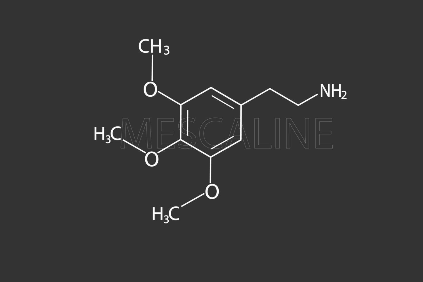 mescalina molecular esquelético químico fórmula vector