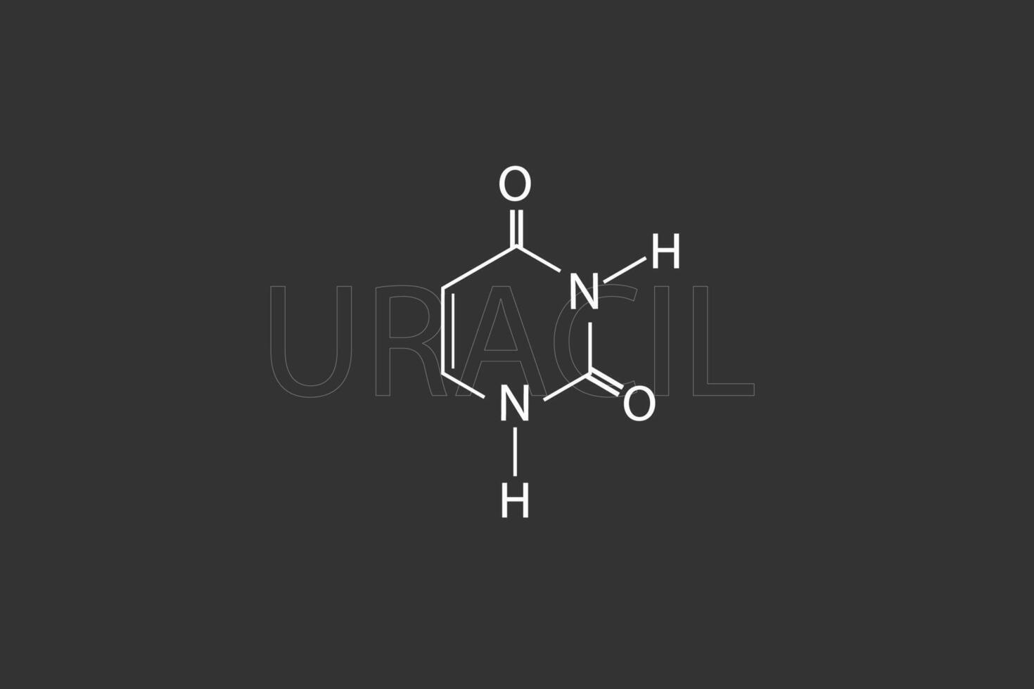 uracilo molecular esquelético químico fórmula vector