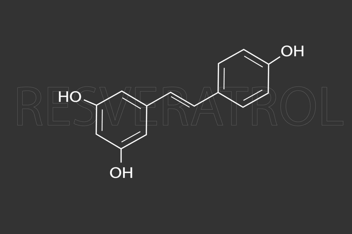 Resveratrol molecular skeletal chemical formula vector