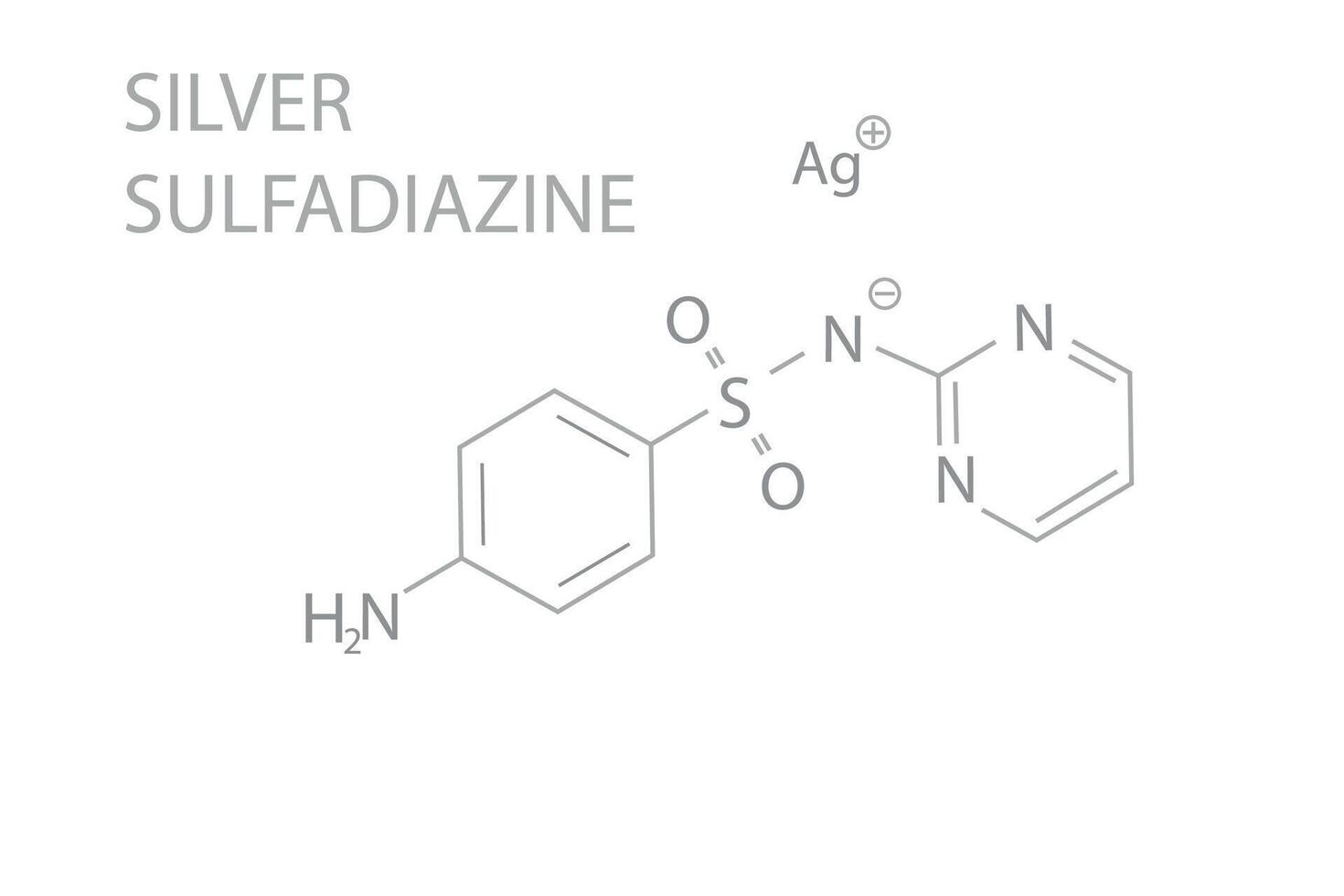 Silver sulfadiazine molecular skeletal chemical formula vector